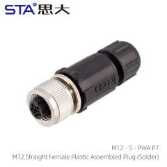 M12 Straight Female Plastic Assembled Plug (solder)