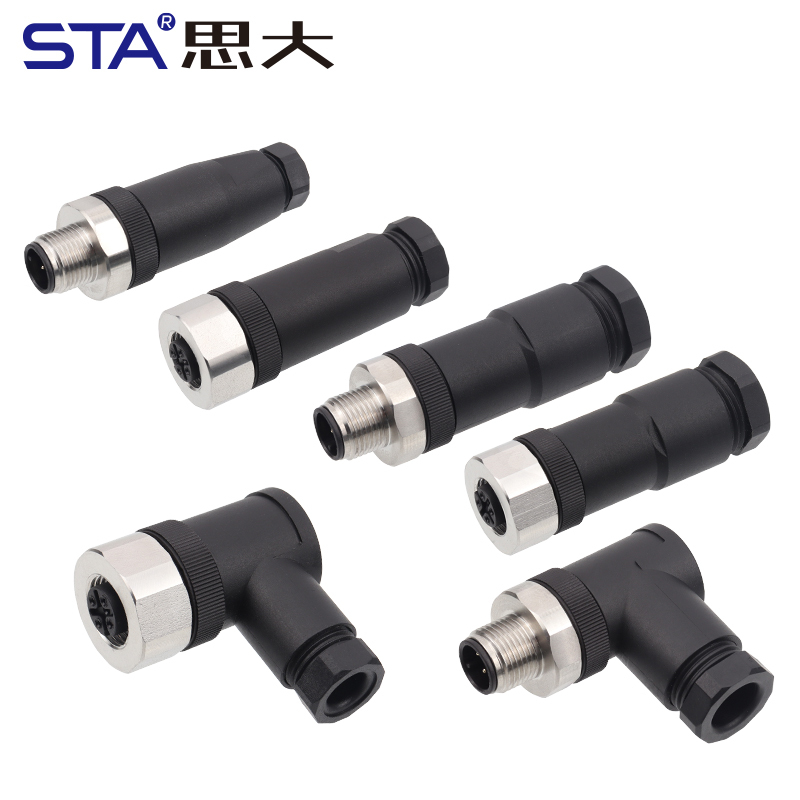 IP67 M12 Plastic Aviation Plug Assembled Stainless Steel Screws Connector