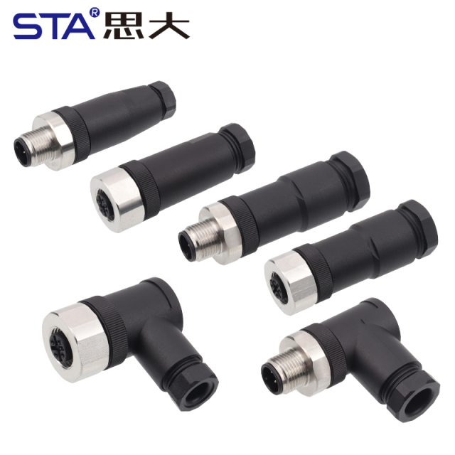 IP67 M12 Plastic Aviation Plug Assembled Stainless Steel Screws Connector