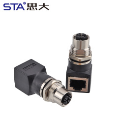 M12 X-Code DATA IP67 Female to RJ45 Adapter 90°/180°
