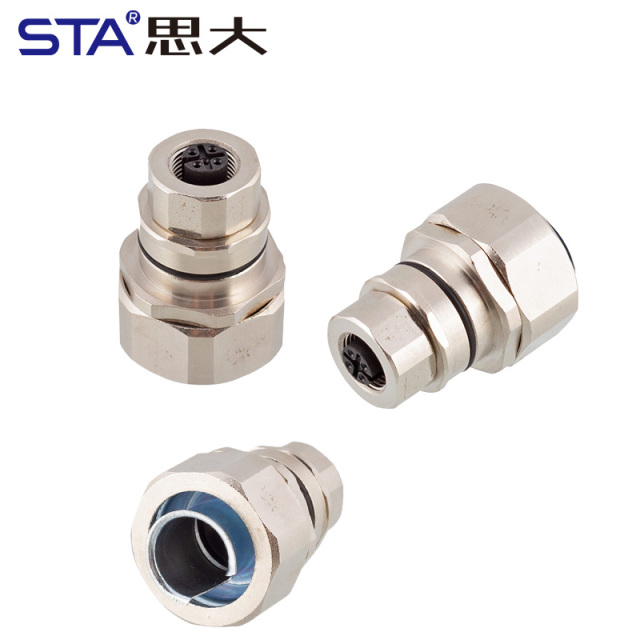 IP67 M12 Female Metal Stainless Steel Bellows 5 Pins Connector