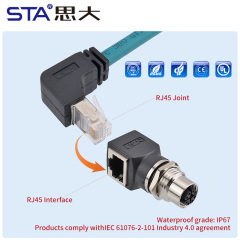 M12 X-Code DATA IP67 Female to RJ45 Adapter 90°/180°