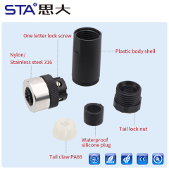 IP67 M12 Plastic Aviation Plug Assembled Stainless Steel Screws Connector