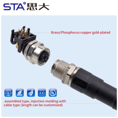 M12 X-Code IP67 PCB Female Panel Mount SMD Right Angle Connector