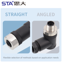 IP67 M12 Plastic Aviation Plug Assembled Stainless Steel Screws Connector