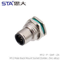 M12 Male Back Mount Socket (Solder Zinc alloy)
