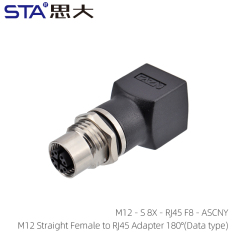 M12 Straight Female to RJ45 Adapter 180°