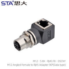 M12 Angled Female to RJ45 Adapter 90°(Data type)
