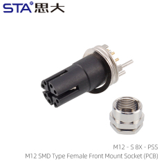 M12 SMD Type Female Front Mount Socket (PCB)