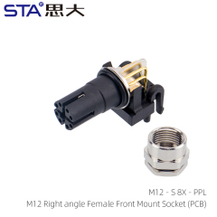 M12 Right angle Female Front Mount Socket (PCB)