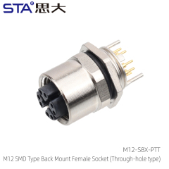M12 SMD Type Back Mount Female Socket (Through-hole type)