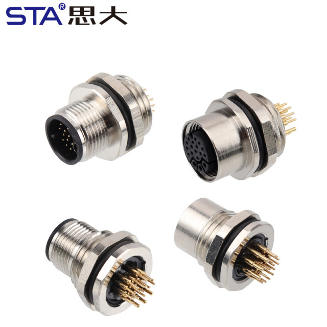 M14 PCB Front/Back Mount Socket IP67 Connector