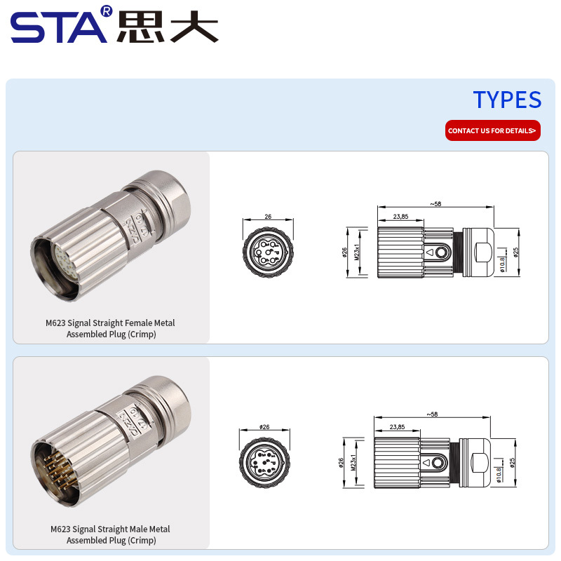 M623 Signal Transmission Plug Connector | IP67 Straight & Angled