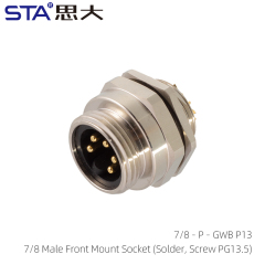 7/8 Male Front Mount Socket (Solder Screw PG13.5)