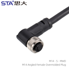 M14 Angled Female Overmolded Plug