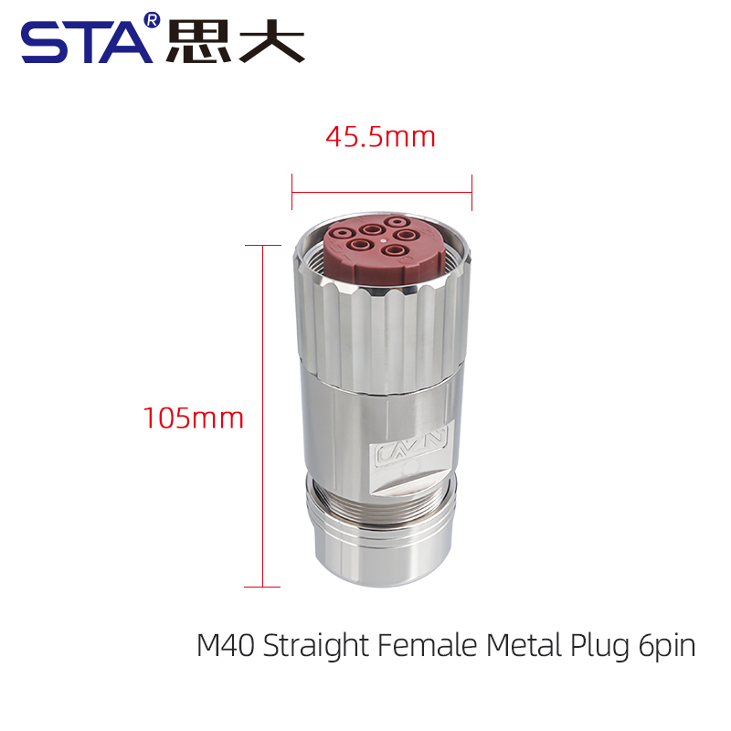 M40 6 8 Pin Power Metal Straight / Angled Plug Connector