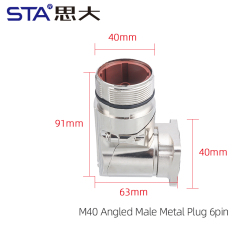 M40 Angled Male Metal Plug 6pin