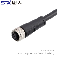 M14 Straight Female Overmolded Plug