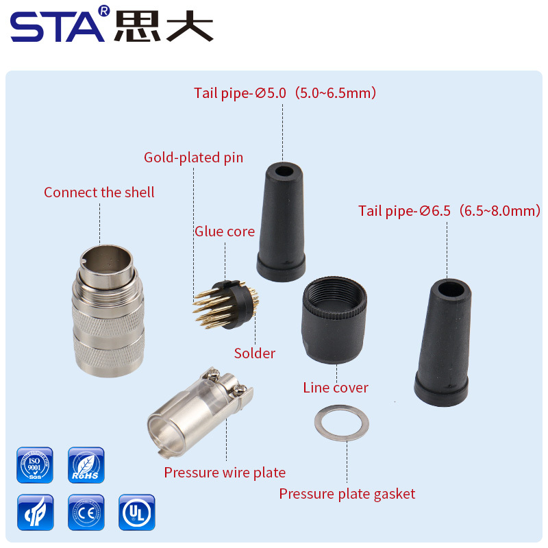 M16 Metal Assembled Plastic Tube Tail Pipe Connector