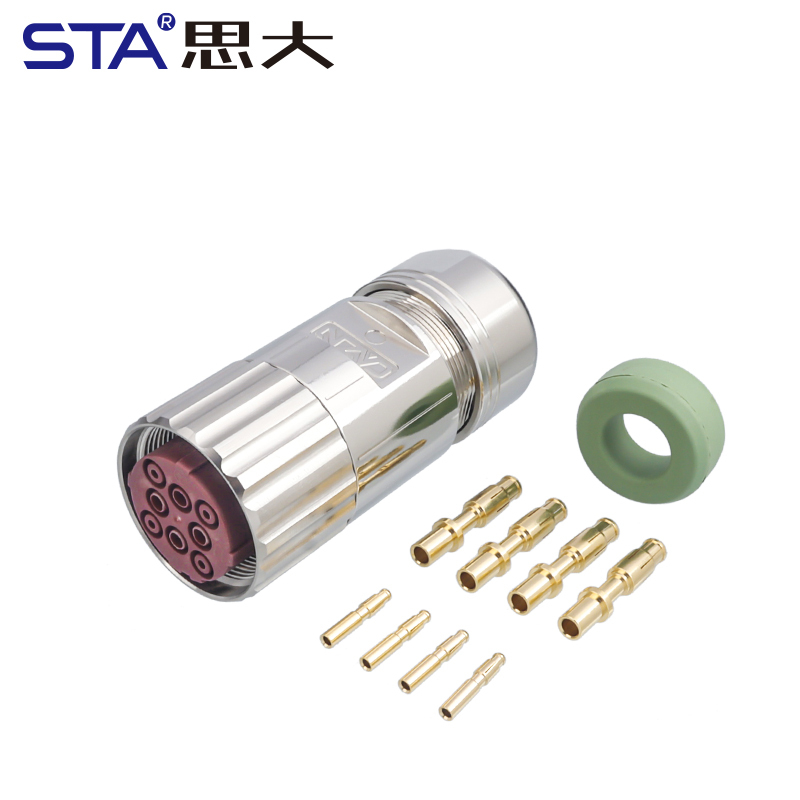 M40 6 8 Pin Power Metal Straight / Angled Plug Connector