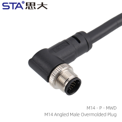 M14 Angled Male Overmolded Plug