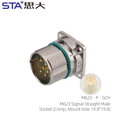 Pタイプ-M623信号用ストレートオスソケット（圧着マウント穴19.8×19.8）