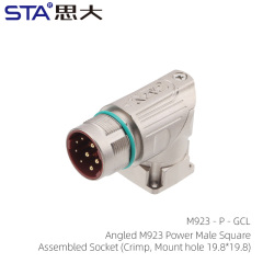 角度付きM923パワーオススクエア組み立てソケット（圧着、取り付け穴19.8×19.8）