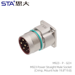 M923 パワーストレートオスソケット（圧着、取り付け穴19.8×19.8）