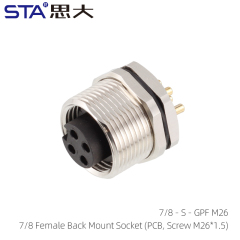 7/8 Female Back Mount Socket (PCB Screw M26*1.5)