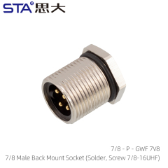 7/8 Male Back Mount Socket (Solder Screw 7/8-16UHF)