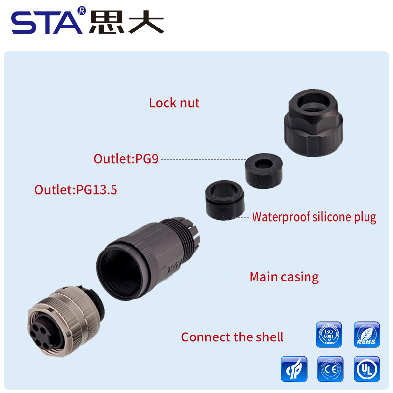 7/8 Plastic Assembled Screw Plug Connector | IP67 Waterproof