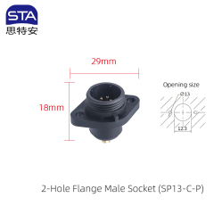 2-Hole Flange Mount Male Receptacle