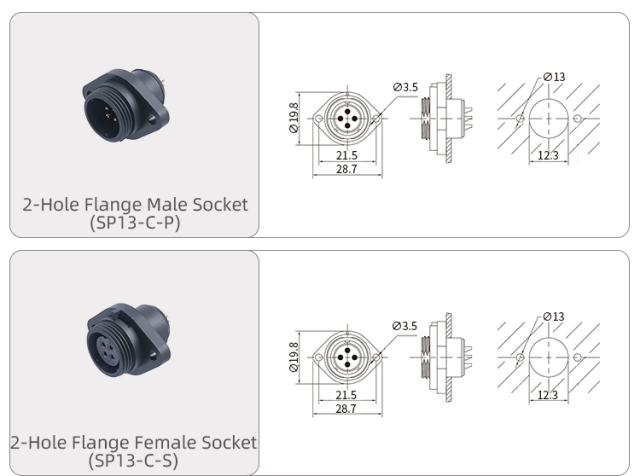 SP13 Aviation Plug Threaded Plug Socket IP68 Waterproof Connector