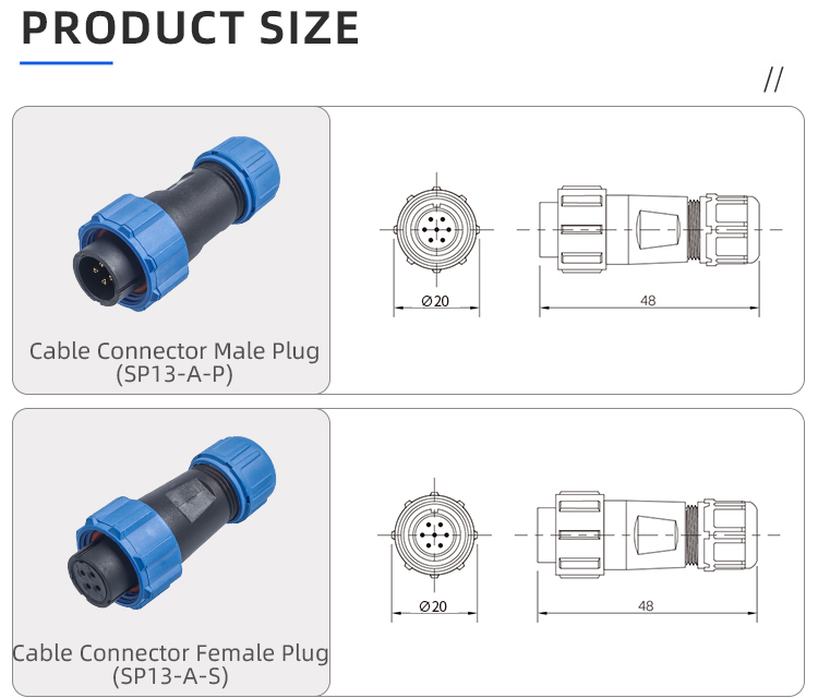 SP13 Aviation Plug Threaded Plug Socket IP68 Waterproof Connector