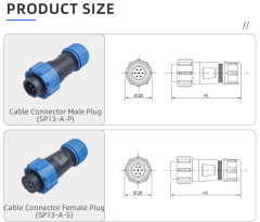 SP13 Aviation Plug Threaded Plug Socket IP68 Waterproof Connector