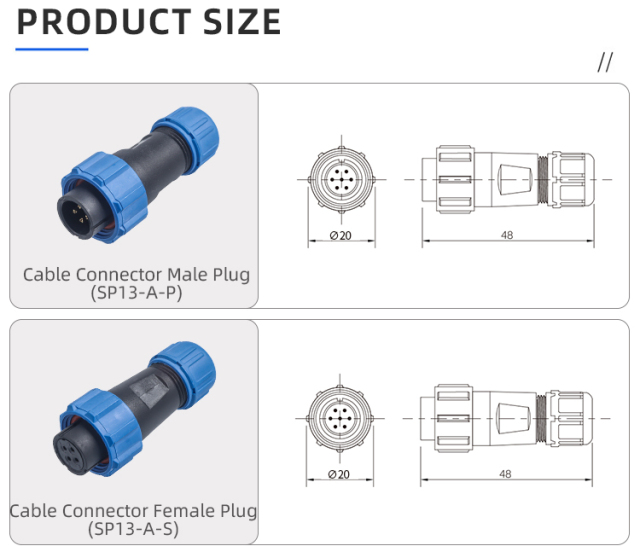 SP13 Aviation Plug Threaded Plug Socket IP68 Waterproof Connector