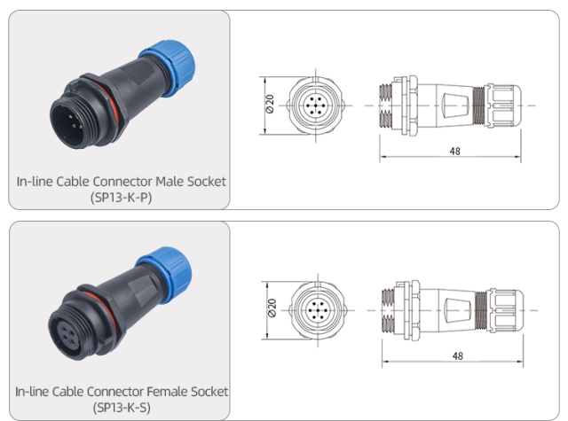 SP13 Aviation Plug Threaded Plug Socket IP68 Waterproof Connector