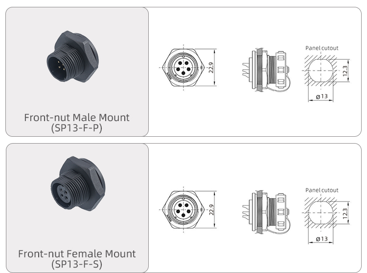 SP13 Aviation Plug Threaded Plug Socket IP68 Waterproof Connector