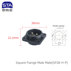2-Hole Flange Mount Male Receptacle
