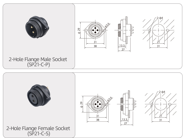 SP21 Aviation Plug IP68 Waterproof Circular Connector