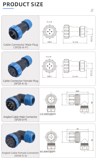 SP28 Aviation Plug IP68 Waterproof Panel Mount Socket Electric Cable Connector