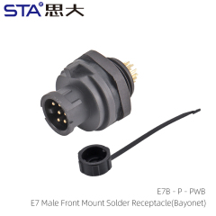 E7 Male Front Mount Solder Receptacle (Bayonet) With Dustcover
