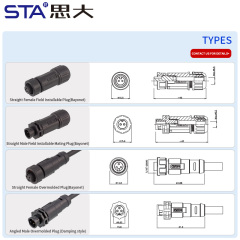 E7 7/16''Screw Field Assemble/Overmolded Plug Waterproof Cable Connector