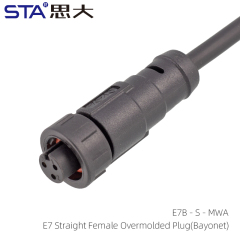 E7 Straight Female Overmolded Plug (Bayonet)