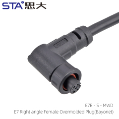 E7 Right Angled Female Overmolded Plug (Bayonet)