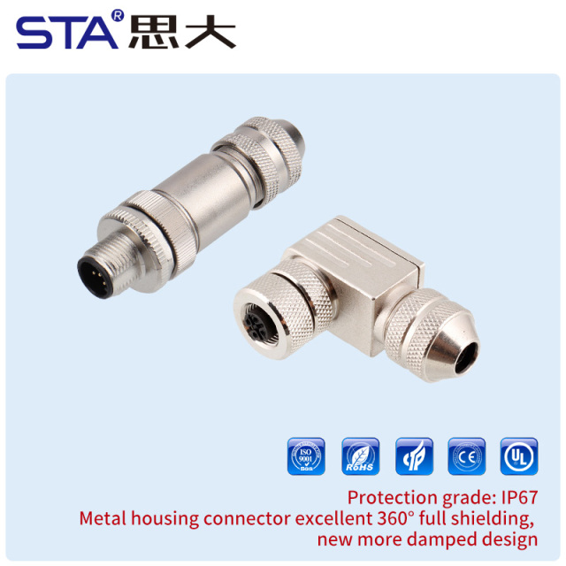 M12 Metal Assembled Screw Aviation Plug Waterproof Sensor Connector