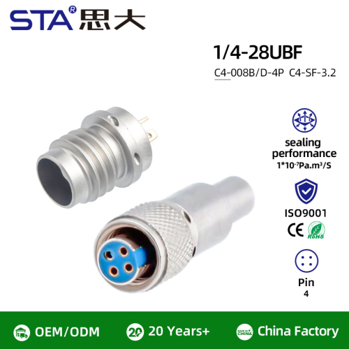 Glass sintering air tightness Tri-axial Sensor Cable Assembly 1/4-28UNF to BNC Connector