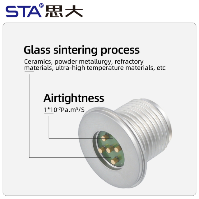 M12 Glass sintered sealed sensor connector 316L, 4/5 contacts