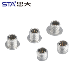 M12 Glass sintered sealed sensor connector 316L, 4/5 contacts