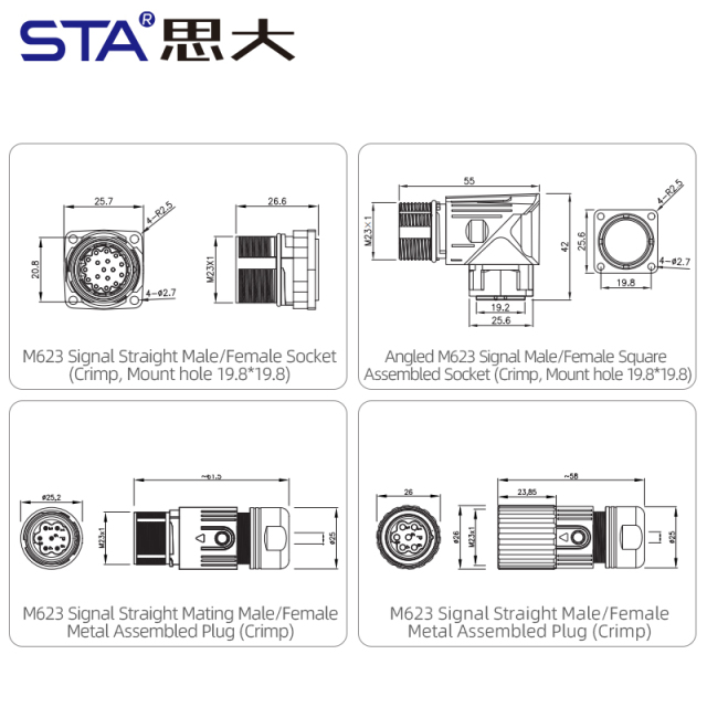 IP67 M623 Signal Docking Assembly Plug Connector